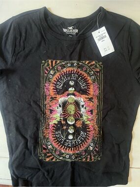 Hollister Black Crewneck Tee with Subtle Logo